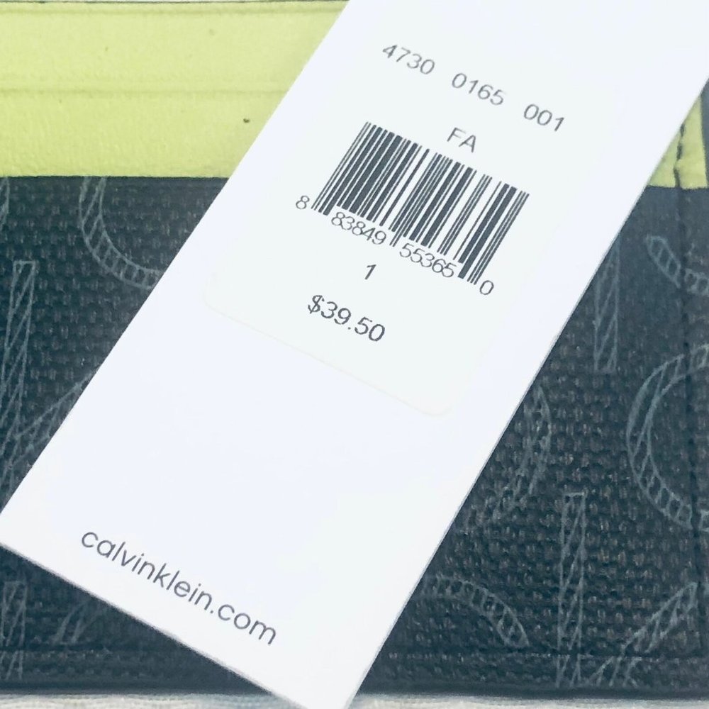 Calvin Klein Mens Black Green Leather Credit Card Holder Small Wallet Set Of 2 - Picture 4 of 10